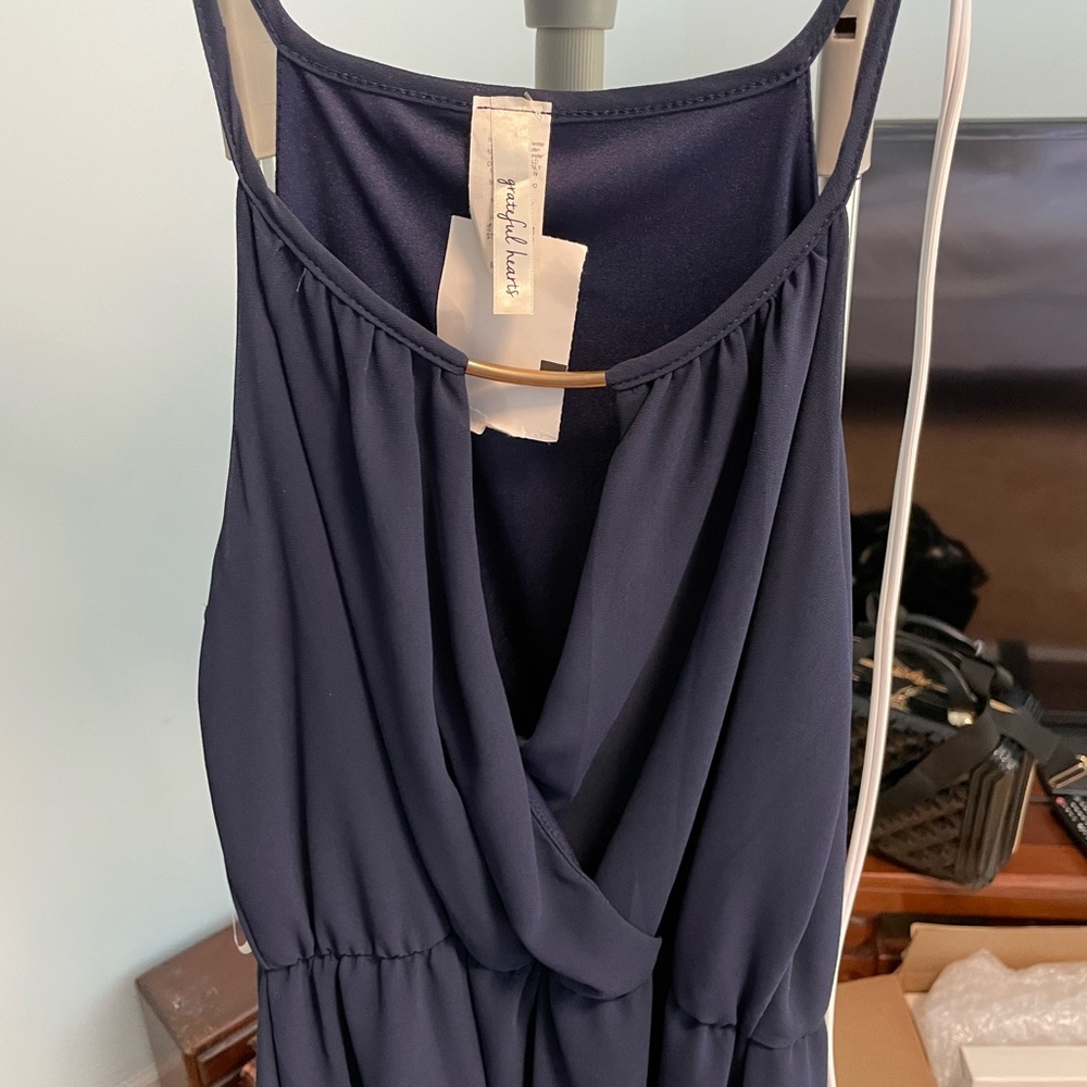 Navy Blue chiffon dress Juniors M